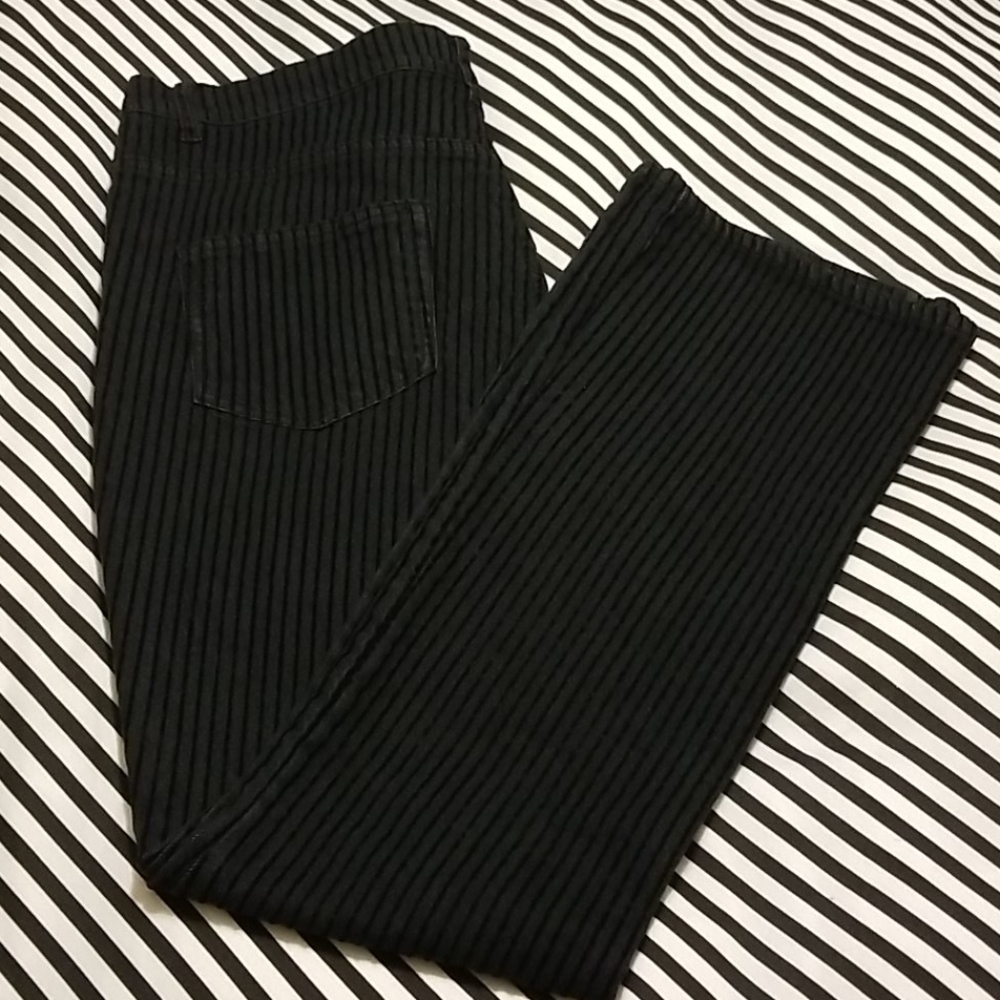 Velvet stripe denim pants